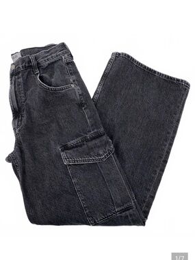 Agolde Minka Black Cargo Wide-Leg Jeans